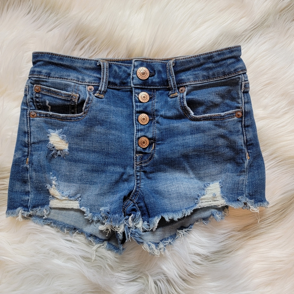 American Eagle Outfitters Super Stretch Hi-Rise Shortie Denim Shorts